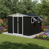 Abri en fer de haute qualité 12FT X 10FT avec porte coulissante et 4 fenêtres - Durable, imperméable, facile à assembler