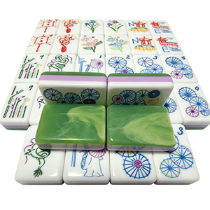 Juego de 166 Fichas de Mahjong Americanas de Color <span class=keywords><strong>Verde</strong></span> Jade con Núcleo Morado, Patrón Clásico de Dragón y <span class=keywords><strong>Linterna</strong></span>, de Melamina - Product Image 1