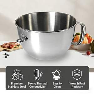 Bol en acier inoxydable épaissi pour robot culinaire KitchenAid 6QT avec poignée, accessoires pour machine de cuisson suspendue, applicable à l'exportation - Product Image 5