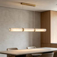 Luminaire suspendu moderne et simple en cuivre et albâtre, contemporain, 3000K, hauteur réglable, décoration intérieure