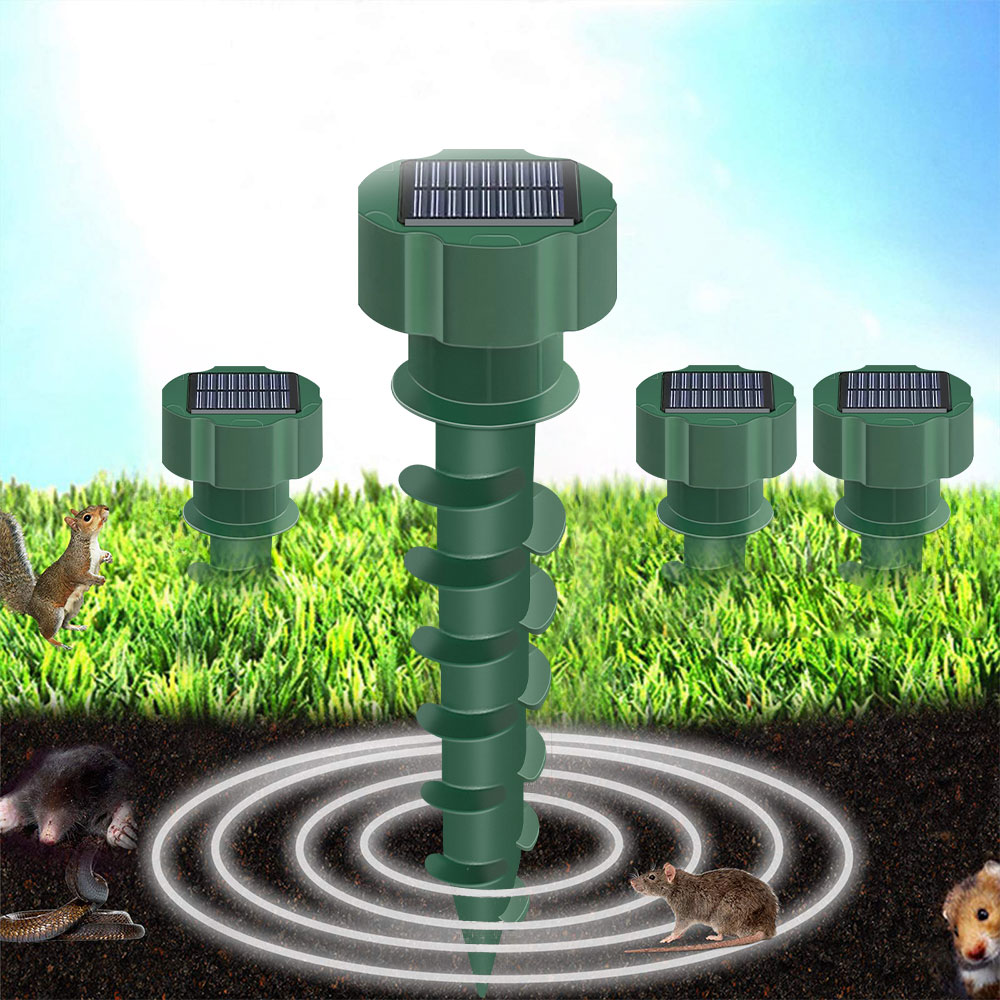 Animal Mole Mouse Repellent Solar Powered Screw Stake Expel Gopher Waterproof Outdoor Solar Snake Mole Repeller for Garden Yard