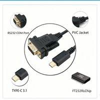 Câble adaptateur série USB Type C vers RS232 DB9 haute performance FTDI FT232RL pour routeur, commutateur, pare-feu, console compatible Windows