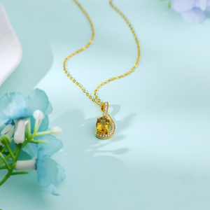 เครื่องประดับหรูหราสำหรับผู้หญิง ขายดี สร้อยคอทองคำแท้ 14K ประดับเพชรแล็บโกรว์ รูปไข่ พร้อมจี้ซิทริน - Product Image 3