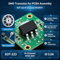 Transistor de puissance MOSFET à canal N CMS04N06Y HF, 60V 5A, SOT 223, avec RDS en mode on de 62 mOhm pour composants électroniques
