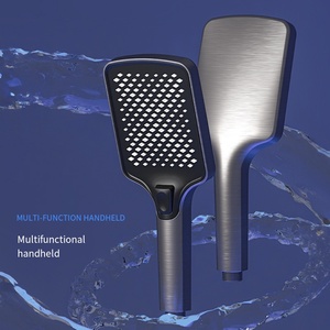 Juego de ducha con rociador superior LED de masaje de lluvia gris, cabezal de lluvia de acero inoxidable, ducha de baño moderna OEM Square <span class=keywords><strong>02</strong></span> - Product Image 4