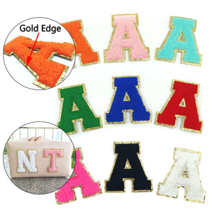 Nouvelle vente en gros d'usine, patch brodé à la main avec bordure dorée, paillettes brillantes, chenille, 6,5 cm, à repasser sur les vêtements, les sacs, les chapeaux - Product Image 1