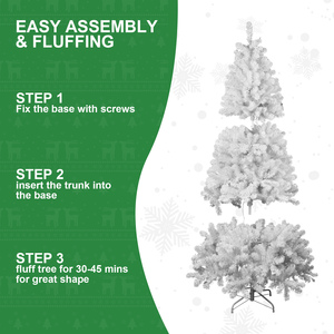 En stock, arbre de Noël artificiel blanc floqué en PVC, fil à mémoire de forme pour hôtel, supermarché - Product Image 4
