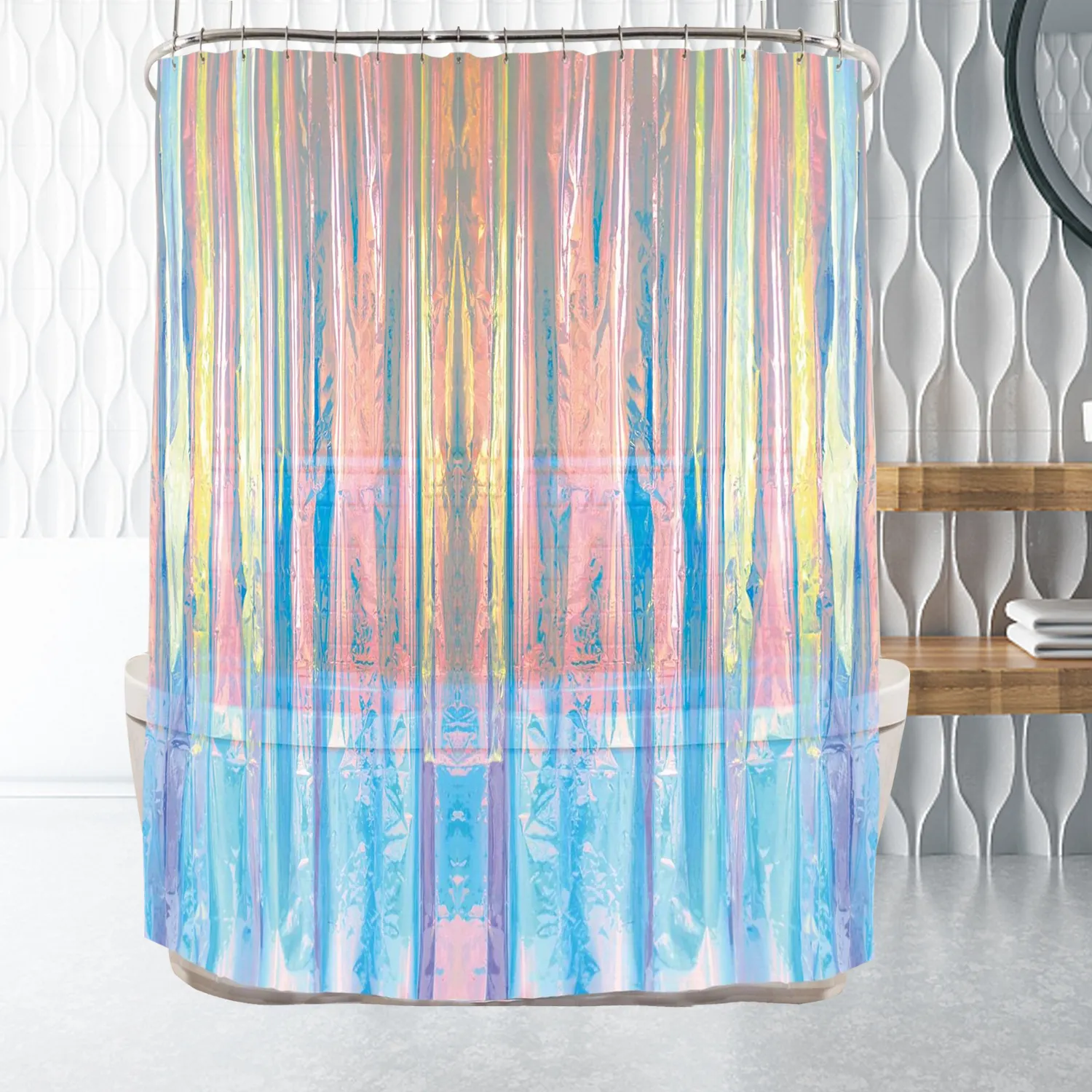 Cortina de baño impermeable de lujo, visillo de ducha con revestimiento de Peva iridiscente, estilo occidental, venta al por mayor