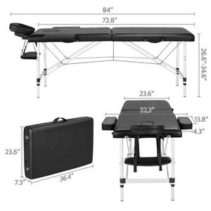 Mesa de masaje de acero inoxidable plegable ajustable de 80cm, cama de belleza Facial para salón de tatuajes - Product Image 4