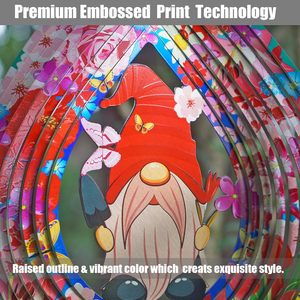 EnchGarden - Adorno de Jardín con Forma de Gnomo Rosa, 12 Pulgadas, Acero Inoxidable 3D de 0.5 mm de Grosor, Escultura Cinética Colgante para Jardín, Navidad - Product Image 5