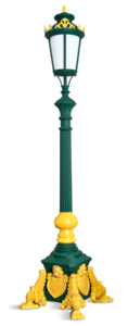 <span class=keywords><strong>Lampadaire</strong></span> de jardin rétro orné à double tête, vert antique, avec abat-jour sphérique pour la décoration de parcs et de villas - Product Image 3