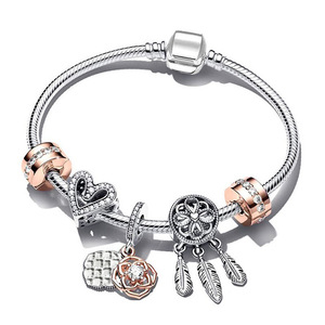 Bracciali Portafortuna in Cristallo e Argento per Donne e Ragazze, <span class=keywords><strong>Bracciale</strong></span> Originale con Perline e Catena a <span class=keywords><strong>Serpente</strong></span>, Gioielli Regalo - Product Image 3