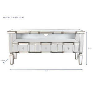 Meuble TV avec miroir en MDF Dimensions 112x45x50cm Finition argent - Product Image 5