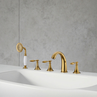 Robinet de baignoire thermostatique contemporain en laiton BUTERFLEOGE, 3 poignées, finition chromée polie, jet doux effet pluie, mitigeur de douche 5 trous pour salle de bain