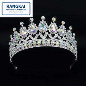 Couronne de mariée transfrontalière, style européen et américain, grand diadème de reine, accessoires de cheveux en cristal pour mariage et anniversaire - Product Image 1