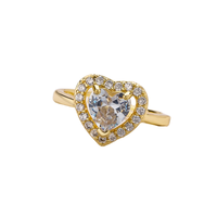 14K Vergoldete Verstellbare Romantische Legierungs-Damenringe mit Edelsteinen, Zirkon-Gravur Herz-Design für Verlobung, Jahrestag, Hochzeit und Partys