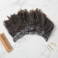 Extensions de cheveux à clips Afro Kinky Curly, prix d'usine en gros, extensions de cheveux vierges brésiliennes à clips