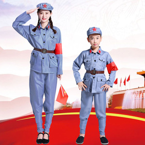 Yiku-Conjunto de disfraces militares para niños, uniformes del Ejército Rojo para actuaciones en escenario, pantalones deportivos de tela Oxford de estilo chino, primavera 2021 - Product Image 4