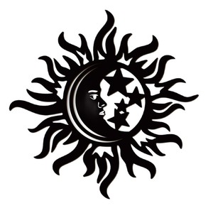Décoration murale en bois Bohème Soleil Lune Étoile, cercle noir, pour la maison, en buis du Zhejiang - Product Image 5