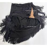 Falda de Baile Latino Ajustada con Borlas Negras para Mujer, Falda de Baile Asimétrica Sexy con Abertura Lateral Alta para Salsa y Tango