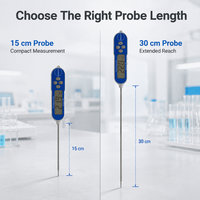 Thermomètre de laboratoire numérique avec sondes sélectionnables de 15 cm et 30 cm, détecteur de température haute précision pour la mesure d'échantillons en laboratoire