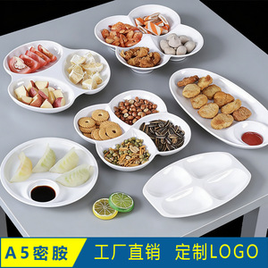 Vajilla de melamina blanca imitación porcelana, platos de plástico con múltiples compartimentos para aperitivos, platos para dumplings, platos para frutas, para hotel - Product Image 2
