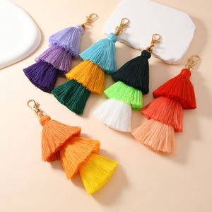 Factory Direct Handmade Cotton Rope Tassel Keychain Custom Colorful Tassel Pendant <b>Bag</b> Charm Wholesale - Product Image 4