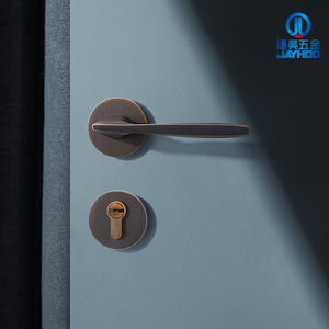 Jiehao Lever Lock Brass Door Handle With Key Slotting Installation For Interior Bedroom Modern Minimalist Design Gold Finish - Product Image 2