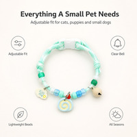 Collier réglable pour chat et chien avec clochette, perles colorées à motif de patte, boucle, pour petits animaux, vente en gros, OEM