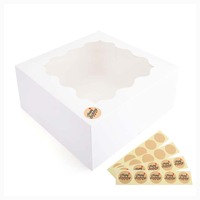 Boîte d'Emballage Jetable Rigide de Qualité Alimentaire en Papier Kraft pour Donuts, Cupcakes et Gâteaux, Conception Personnalisée Acceptée