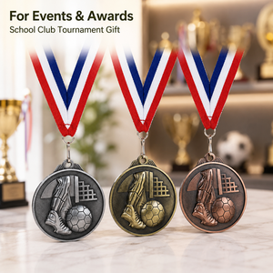 Medallas de Fútbol Personalizadas con Logotipo, Medallas Deportivas de Aleación de Zinc al por Mayor, Medalla de Fútbol con Cinta para Torneos de Clubes, de Fábrica - Product Image 5