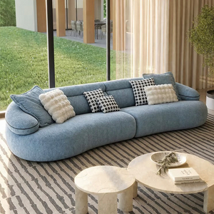 Modern Curved Fabric <b>Sofa</b> Upholstered L Shape Sectional Couch Low Profile Lounge Seating for Living Room Apartment - Product Image 1