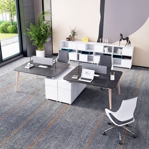 Modern Luxury <b>Office</b> Workstation for 4 People Convertible Executive Work Cubicle with Partition Desks for Optimal Workspace - Product Image 6