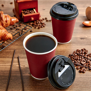 Cá nhân dùng một lần đôi tường thủ công cốc giấy với tay áo nắp 8oz 10oz 12oz 16oz công suất cho cà phê nóng hoặc trà - Product Image 6