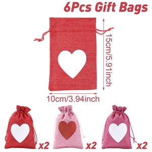 Geschenkboxen zum Valentinstag, Jutebeutel für Geschenke, Valentinsparty, Jute-Hochzeitsgeschenkbeutel für Süßigkeiten & kleine Geschenke - Product Image 2
