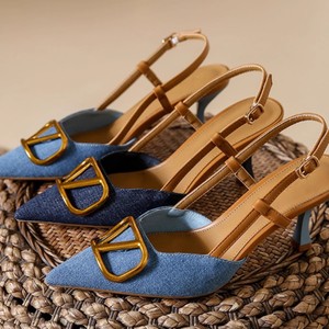 Sandalias de Plataforma de Mezclilla Recién Llegadas, Punta Puntiaguda, Tacón Bajo, Gran Venta en Europa y América - Product Image 4
