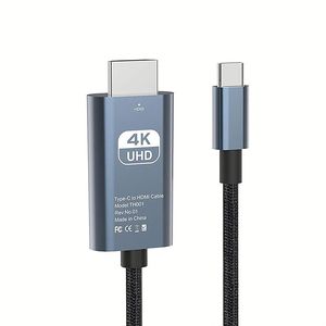 <b>USB</b>-C to HDTV 4K 30Hz HD Cable 2M Thunderbolt 3 Converter for Laptop Pro Air Galaxy Phone 16 15 Surface HDTV Video Cable for TV - Product Image 1