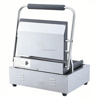 Grill électrique professionnel pour panini en acier inoxydable avec plaques rainurées