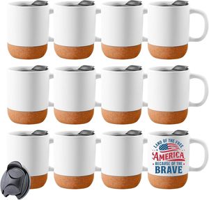 Stile americano 400Ml casa Base di sughero opaca tazze in ceramica con coperchio a prova di fuoriuscita - Product Image 1