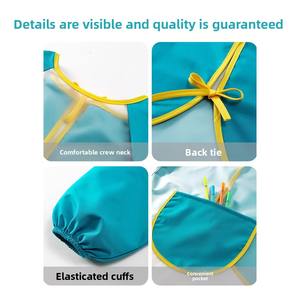 <span class=keywords><strong>Tablier</strong></span> imperméable en TPU à manches longues pour enfants, à porter à l'envers, pour la maternelle, garçons et filles, motif animaux de dessin animé - Product Image 4