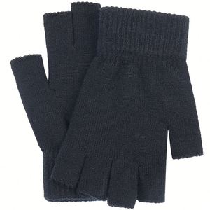 Guantes de punto cálidos y transpirables para hombre, guantes de medio dedo de lana para otoño e invierno, a prueba de frío, venta al por mayor - Product Image 5