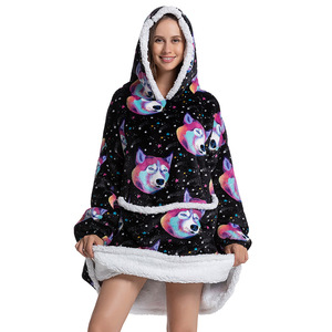 Spessa caldo inverno con cappuccio pigiama indossabile coperta per la sala da pranzo al coperto e all'aperto soggiorno camicia da notte per le <span class=keywords><strong>donne</strong></span> - Product Image 6