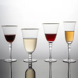 Gold Rim White Red Wine Water Luxury Crystal Champagne Glass Flutes