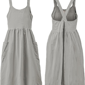 Tablier dos croisé en coton et élasthanne pour femme avec poches, tissu respirant anti-UV pour la pâtisserie, le jardinage et le travail de chef - Product Image 3