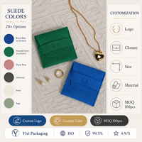 Pochette à bijoux en microfibre de luxe personnalisée avec logo imprimé pour boucles d'oreilles, mini sac à bijoux en suède pour boucles d'oreilles et bagues, vente en gros