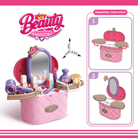 Mini-coffret de maquillage portable en plastique pour filles, avec miroir, pour jeu d'imitation et déguisement