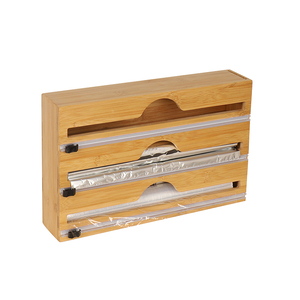 Distributeur mural personnalisé 3-<span class=keywords><strong>en</strong></span>-1 <span class=keywords><strong>en</strong></span> bambou et plastique pour film alimentaire et papier d'aluminium avec coupe-glissière intégré - Product Image 3