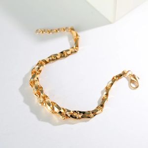 Xinfly 18K Pure Gold Color Real Gold Jewelry Chain Classic Style Fashion <b>Bracelet</b> for Party or Religious Occasions - Product Image 5
