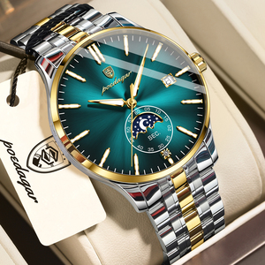 Reloj de Cuarzo de Lujo para Hombre 854, Caja de Aleación, Correa de Acero Inoxidable de 20 mm, Fase Lunar, Calendario, Resistente al Agua, Reloj de Negocios - Product Image 1