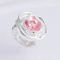 SophiaXuan แหวนแฟชั่นเครื่องประดับผู้หญิงดอกไม้คลาสสิกชุบทองแต่งงานปรับเส้นใยเด็กแหวนเคลือบ
